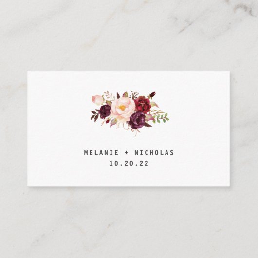 Burgundy Floral Mason Jar rsvp Informatiekaartje (Achterkant)