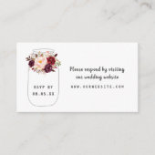 Burgundy Floral Mason Jar rsvp Informatiekaartje (Voorkant)