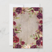 Burgundy Floral Mason Jar Rustic Save the Date (Achterkant)