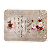 Burgundy Floral Mason Jar Rustic Save the Date Magneet (Horizontaal)