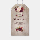 Burgundy Floral Mason Jar Rustic Wedding Cadeaulabel (Voorkant)