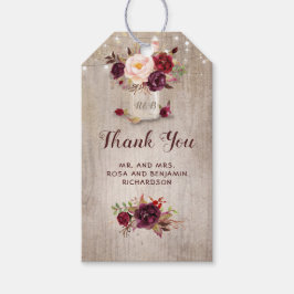 Burgundy Floral Mason Jar Rustic Wedding Cadeaulabel