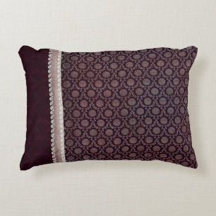 Burgundy Floral Medallion Accent Pillow Decoratief Kussen