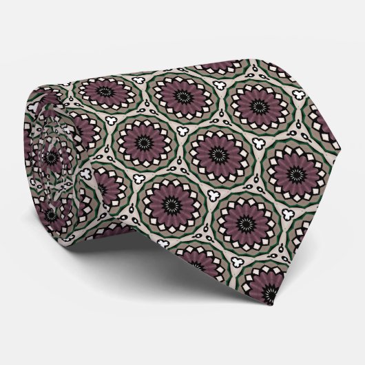 Burgundy Floral Medallion Stropdas (Opgerold)