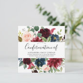 Burgundy Floral Modern Waterverf Bevestiging Kaart (Staand voorkant)