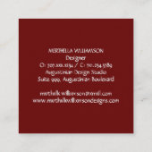 BURGUNDY Floral MONOGRAM - aangepaste scripts Vierkante Visitekaartje (Achterkant)