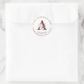 Burgundy Floral Monogram Circular Address Label (Tas)
