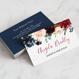 Burgundy Floral Navy Blue Facebook Instagram Logo Visitekaartje
