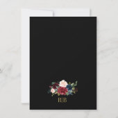 Burgundy Floral Navy Blue Gold Lijst Save the Date (Achterkant)