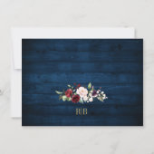 Burgundy Floral Navy Blue Gold Lijst Save the Date (Achterkant)