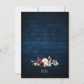 Burgundy Floral Navy Blue Gold Lijst Save the Date (Achterkant)
