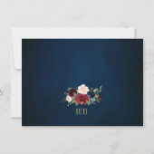 Burgundy Floral Navy Blue Gold Lijst Save the Date (Achterkant)