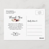 Burgundy Floral Navy Blue Weddenschap Foto bedankt Briefkaart (Achterkant)