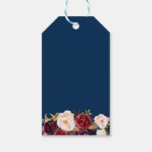 Burgundy Floral Navy Blue Wedding Favor Cadeaulabel (Achterkant)