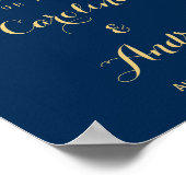 Burgundy Floral Navy Blue Welkomstbord Poster (Hoek)