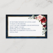 Burgundy Floral Navy Wedding Wishing well Enclosur Informatiekaartje (Voorkant)