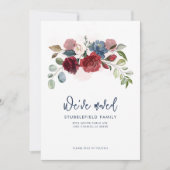 Burgundy Floral New Address Moving Aankondiging (Voorkant)