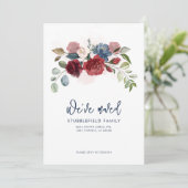 Burgundy Floral New Address Moving Aankondiging (Staand voorkant)