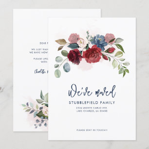 Burgundy Floral New Address Moving Aankondiging