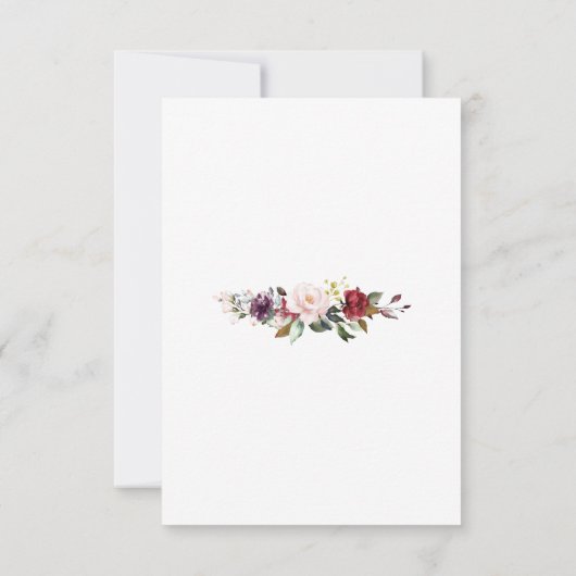 Burgundy Floral Number Wedden Save the Date (Achterkant)