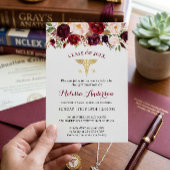 Burgundy Floral Nursing School Graduparty Kaart