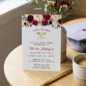 Burgundy Floral Nursing School Graduparty Kaart