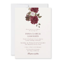 Burgundy Floral Old Money Wedding Invitation