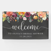 Burgundy Floral op Chalkboard Kijk | Welkom Spandoek (Horizontaal)