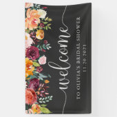 Burgundy Floral op Chalkboard Kijk | Welkom Spandoek (Verticaal)