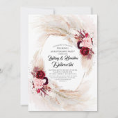 Burgundy Floral Pampas Grass Wedding Jubileum Kaart (Voorkant)
