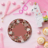 Burgundy Floral Paper Bord (Feest)