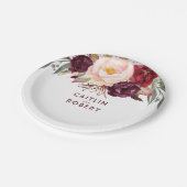 Burgundy Floral Papieren Bordje (Gekanteld)
