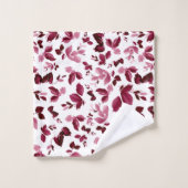 Burgundy Floral Pattern Waterverf Bath Towel Bad Handdoek (Wasdoekje)