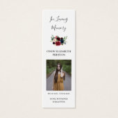 Burgundy Floral Photo Funeral Poem Bladwijzer Kaar Mini Visitekaartjes (Voorkant)