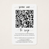 Burgundy Floral Photo QR Code Scan me naar RSVP Visitekaartje (Achterkant)