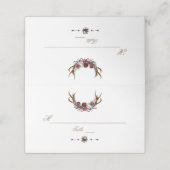 Burgundy Floral Pine Antlers Wedstrijknummer Plaatskaartje (Buitenkant ongevouwen)