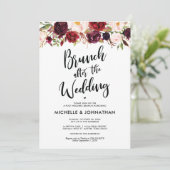 Burgundy Floral Post Wedding Brunch Uitnodiging (Staand voorkant)