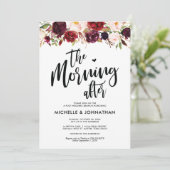 Burgundy Floral Post Wedding Brunch Uitnodiging (Staand voorkant)