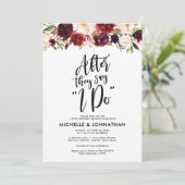 Burgundy Floral Post Wedding Brunch Uitnodiging (Staand voorkant)