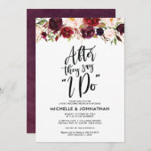 Burgundy Floral Post Wedding Brunch Uitnodiging (Voorkant / Achterkant)