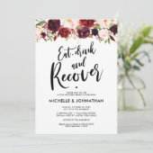 Burgundy Floral Post Wedding Brunch Uitnodiging (Staand voorkant)