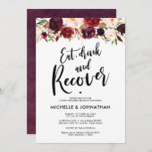 Burgundy Floral Post Wedding Brunch Uitnodiging (Voorkant / Achterkant)