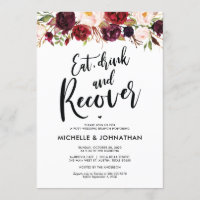 Burgundy Floral Post Wedding Brunch Uitnodiging