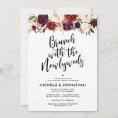 Burgundy Floral Post Wedding Brunch Uitnodiging (Voorkant)