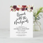 Burgundy Floral Post Wedding Brunch Uitnodiging (Staand voorkant)