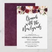Burgundy Floral Post Wedding Brunch Uitnodiging (Voorkant / Achterkant)