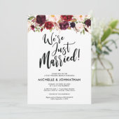 Burgundy Floral Post Wedding Brunch Uitnodiging (Staand voorkant)