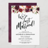 Burgundy Floral Post Wedding Brunch Uitnodiging (Voorkant / Achterkant)