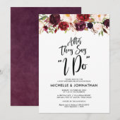 Burgundy Floral Post Wedding Brunch Uitnodiging (Voorkant / Achterkant)