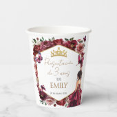 Burgundy Floral Presentación de 3 años Papieren Bekers (Achterkant)